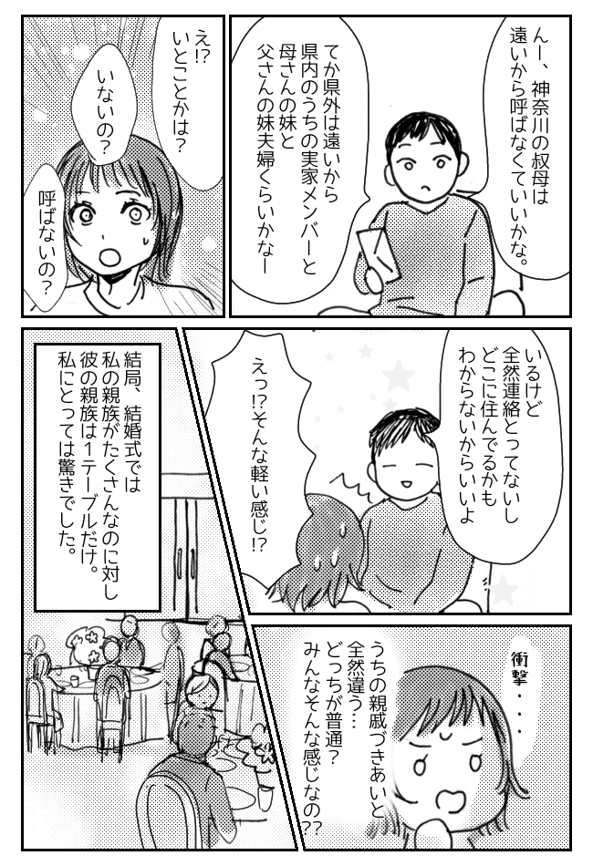 「結婚式に呼ばないの!?」親戚付き合いゼロの夫。結婚は「異文化交流」を実感して…